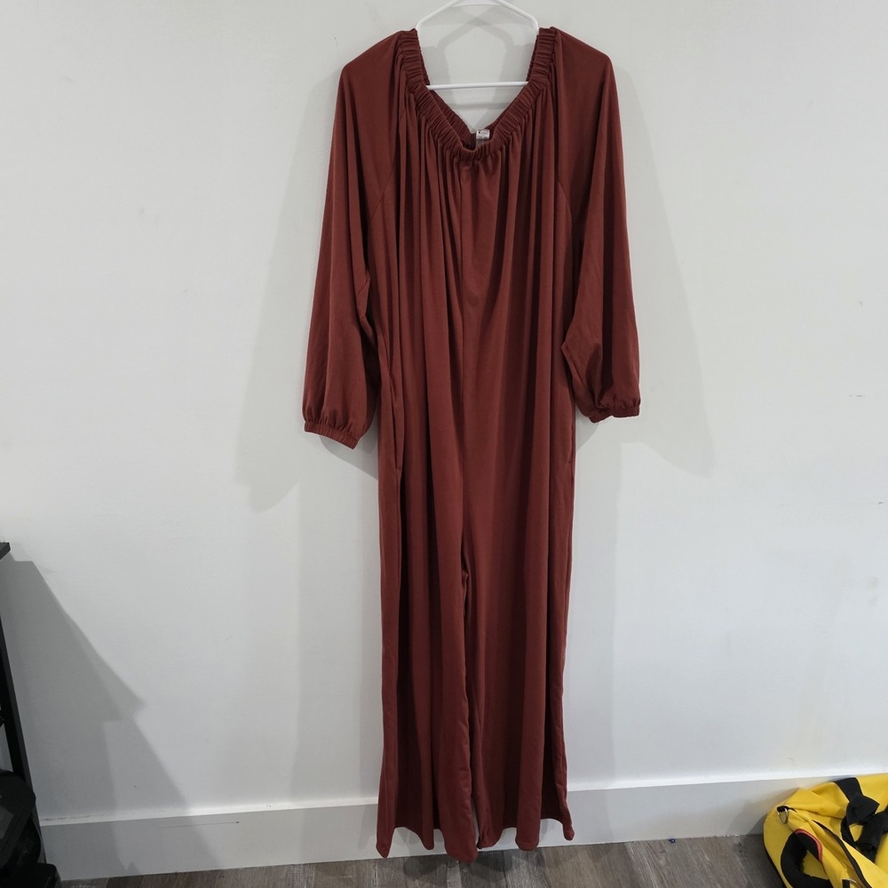 Halara Womens Wide Leg Jumpsuit Size XL Orange Stretch